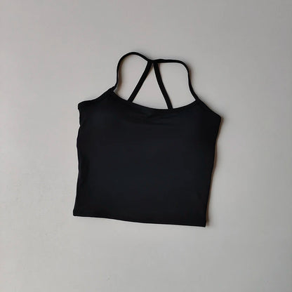 2 Piece Yoga Gym Set Halter Top Set Yoga High Waist Shorts Backless Tights Bra Vest Seamless Stretch Ribbed Shorts Set