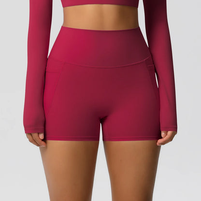 Women's Pocketed Yoga Legging Shorts Squat Proof High Waist Fitness Quick Drying Cycling Workout Gym Shorts
