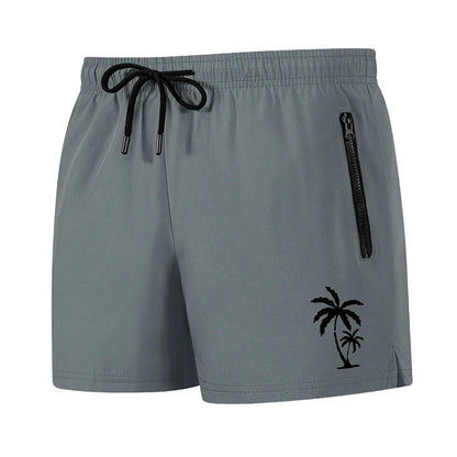 Men's Palm Tree Print Board Shorts Summer Casual Beach Mesh Liner Zipper Pockets Quick Dry Swim Trunks Swimwear The Clothing Company Sydney