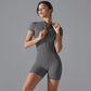 Yoga Set Women's Jumpsuits One-Piece Suit Zipper Short Sleeve Gym Push Up Workout Fitness Bodysuit Sportswear