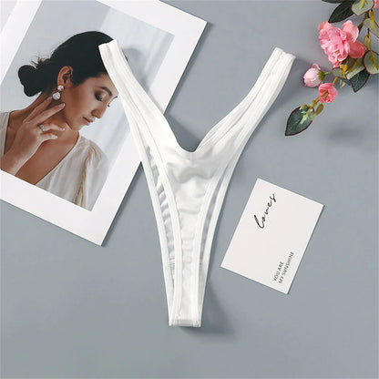 High Slit Deep V Thong for Women Low Waist Seamless G Strings Breathable Elastic Ladies V Strings Plus Size Underwear