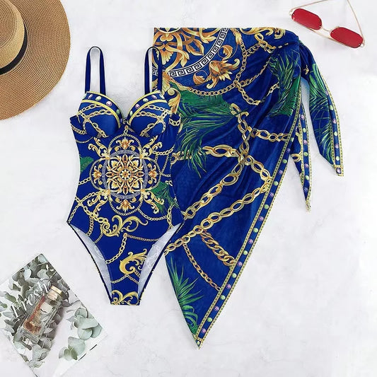 Two Piece Women Bikini Set Push Up Floral Printed Bikini Strappy Bandage Swimwear Bathing Suit