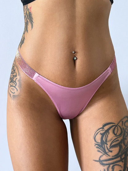 Letter Print Panties Women Thongs Rhinestones Diamonds G-string Sports Thong Low Waist Briefs T-back Underwear