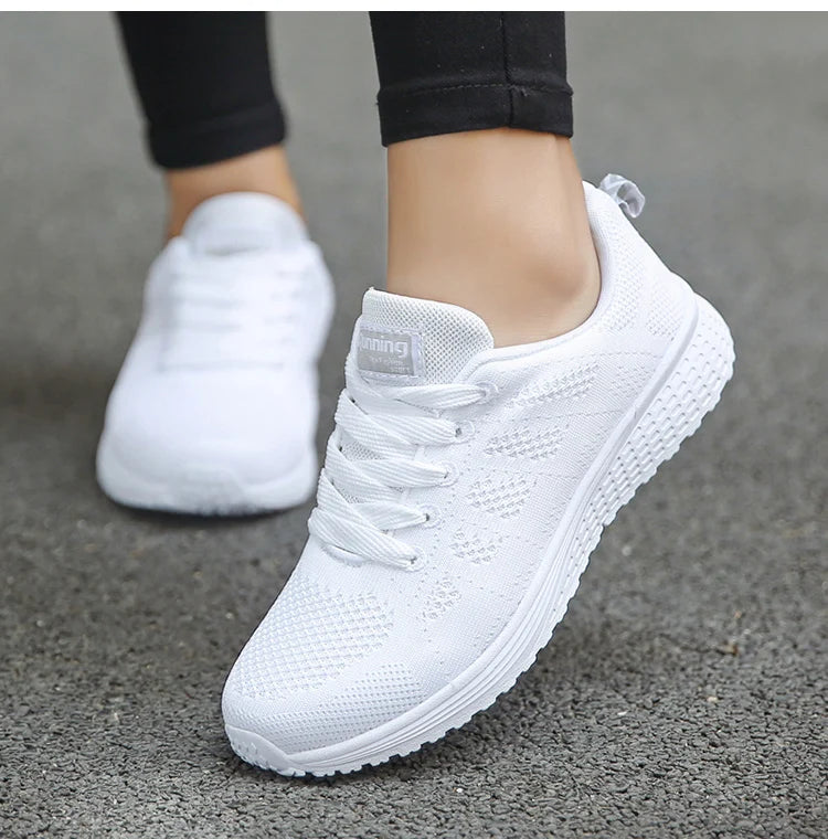 Women's Flats Fashion Lightweight Lace Up Round Toe Sneakers Walking Shoes