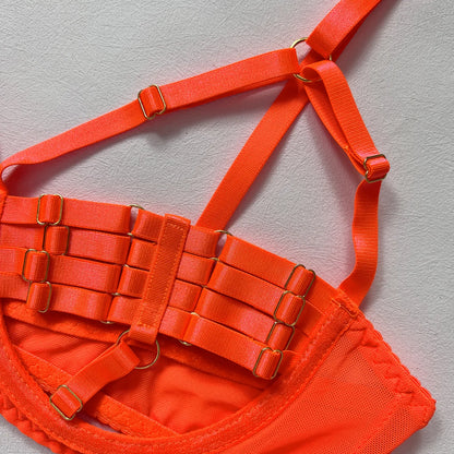 5-Piece Costume Hollow Underwear Sensual Open Bra Outfits Lingerie Set - The Clothing Company Sydney