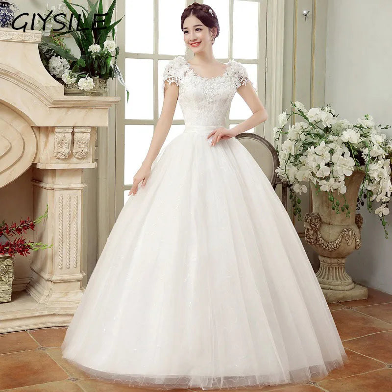 Plus Size Wedding Dress Floor-length Back Strap Lace Flower Wedding Dress The Clothing Company Sydney