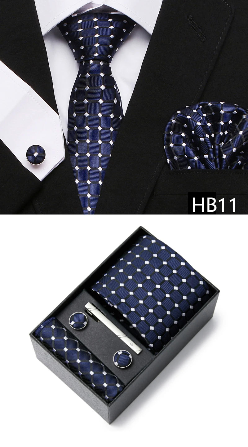 5 piece 7.5 cm Width Tie Sets Black Men's Tie Hankerchiefs Cufflinks clip Box wedding gift handmade Necktie Set The Clothing Company Sydney