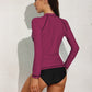 Rash Guard for Women Long Sleeve Zipper Front Swim Shirt UPF 50 Swimming Shirt SwimwearTop