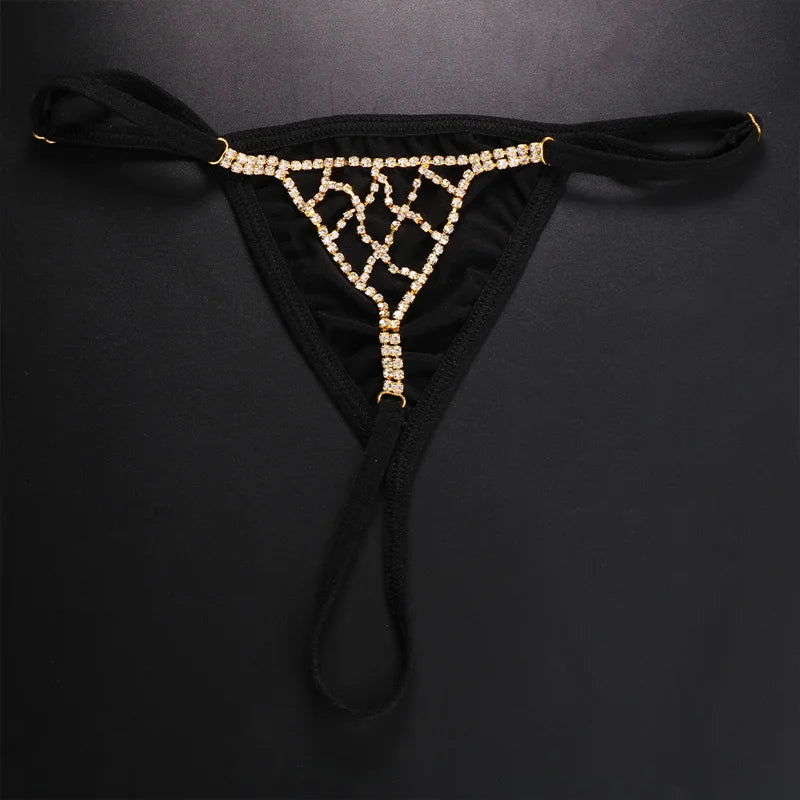 Women's Panties Rhinestone Thong Bikini Body Jewellery Shiny Crystal Mesh Thong Underwear Body Chain for Women The Clothing Company Sydney