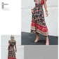 Short Sleeves V Neck Vintage Floral Boho Printed Slit Midi Dresses A Line Bohemian Summer Beach Dress