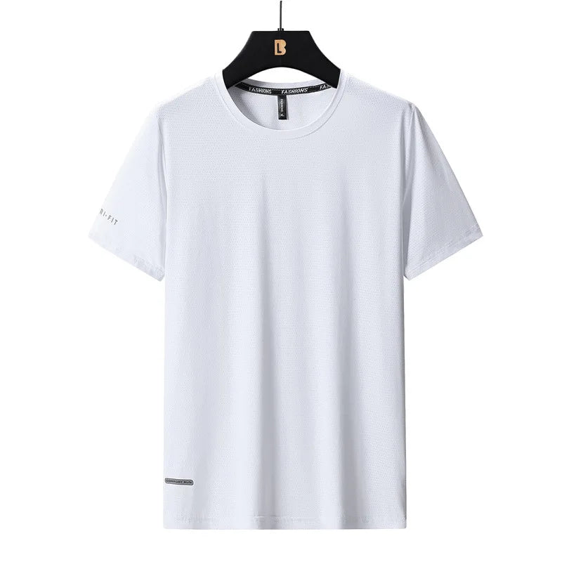 Ice Silk T-Shirts Men Plus Size Tshirt Tee Shirt Breathable Running Top