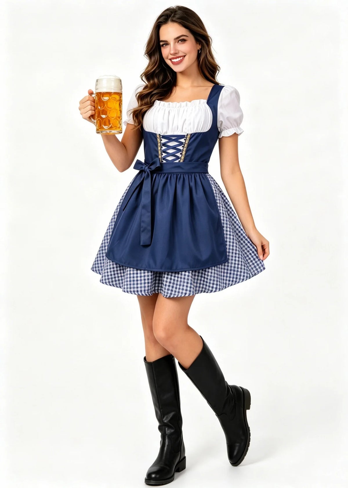 German Oktoberfest Costume Munich Bavaria Dirndl Maid Dress Pastoral Farm Carnival Dress