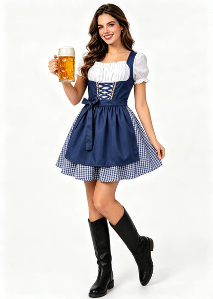 German Oktoberfest Costume Munich Bavaria Dirndl Maid Dress Pastoral Farm Carnival Dress