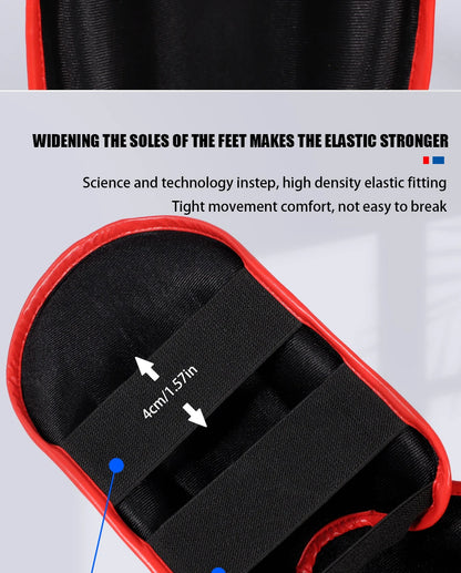 Muay Thai shin guards with foot and back protection by The Clothing Company Sydney