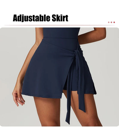 One Piece Tennis Skirts Sports Dress Golf Gym Yoga Women's Running Workout Long Skirt FitnessDress