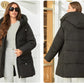 Hooded Parkas Women's Plus Size Casual Hooded Pocket Women Down Jacket Coat Outwear