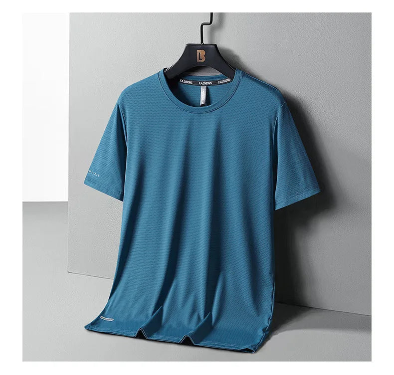 Ice Silk T-Shirts Men Plus Size Tshirt Tee Shirt Breathable Running Top