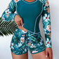 Tankini Women's Swimsuit Tropical Print Bikini Set Long Sleeve Swimwear Summer Shorts Beachwear Female Bathing Suit The Clothing Company Sydney