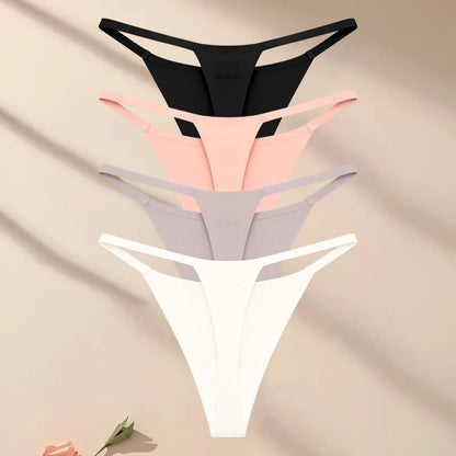 4 pack Seamless Ultra-thin Underwear Womens Thin Belt Panties Female High Stretch Thongs Breathable G-String Lingerie