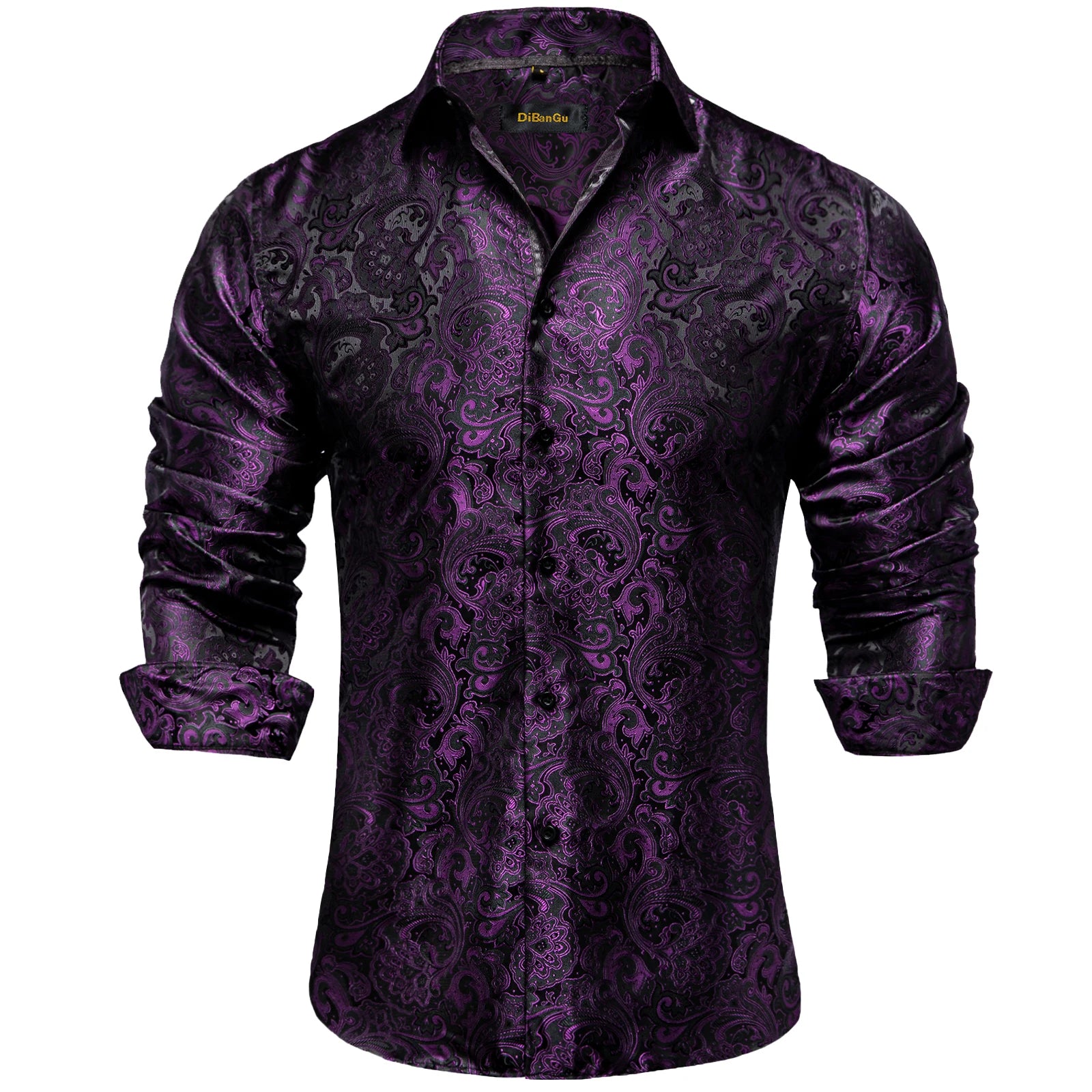 Men's Long Sleeve Black Paisley Silk Dress Shirts Casual Tuxedo Wedding Party Shirt Luxury Designer Men Clothing The Clothing Company Sydney