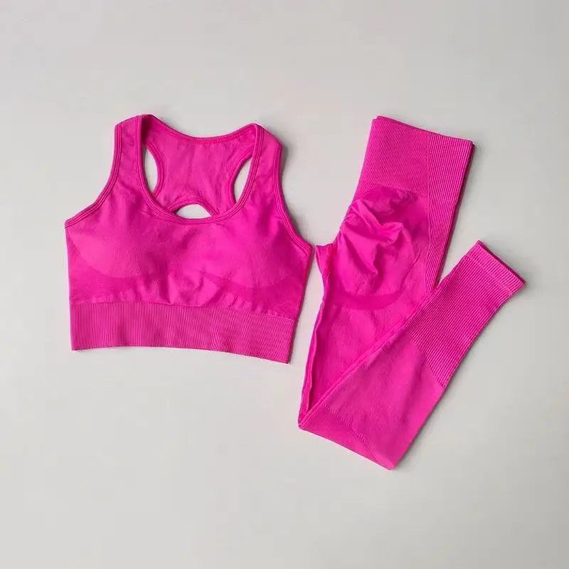 2 Piece Sports Bra Women's Matching Set Fitness Tank Top Bra Shockproof Running Leggings Yoga Suit Criss Cross Back Bra Clothing