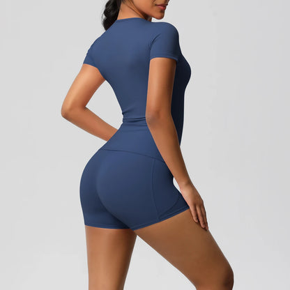 Workout Sportswear 2 Piece Piece Female Yoga Shirt Push Up Workout Clothes Outdoors Sport  High Waist  Fitness Sport Shorts