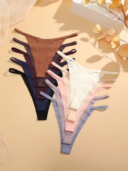 4 pack Seamless Ultra-thin Underwear Womens Thin Belt Panties Female High Stretch Thongs Breathable G-String Lingerie