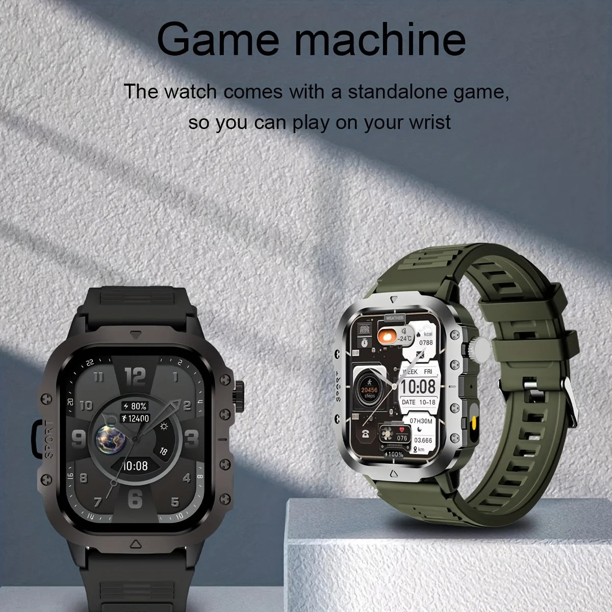 Men's LED smart watch by The Clothing Company Sydney with Bluetooth, voice control, multi-sport modes, and health monitoring features.