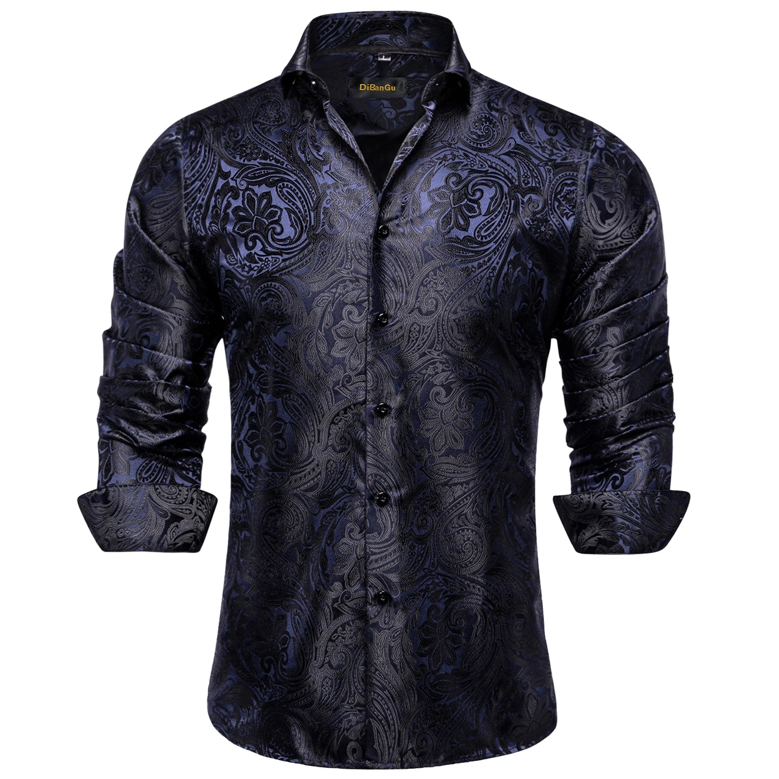 Men's Long Sleeve Black Paisley Silk Dress Shirts Casual Tuxedo Wedding Party Shirt Luxury Designer Men Clothing The Clothing Company Sydney