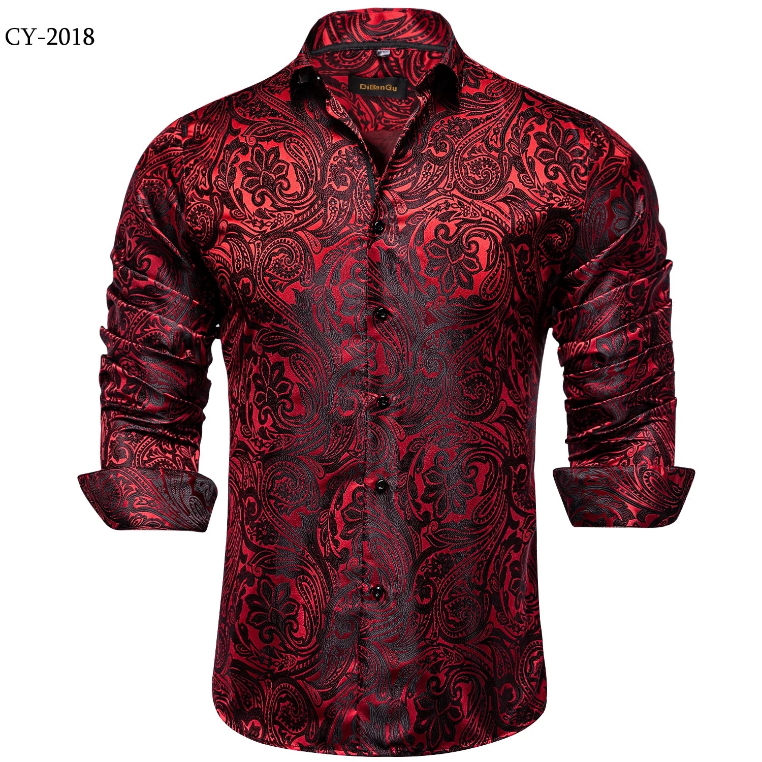 Men's Long Sleeve Black Paisley Silk Dress Shirts Casual Tuxedo Wedding Party Shirt Luxury Designer Men Clothing The Clothing Company Sydney