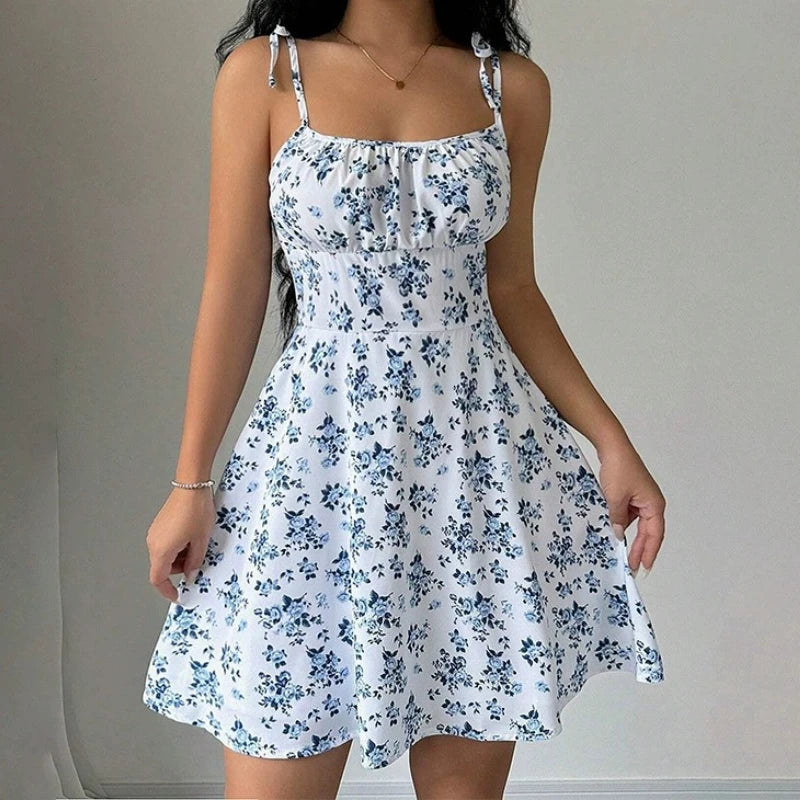 Women's Summer Floral Spaghetti Strap Beach Short Dress - The Clothing Company Sydney