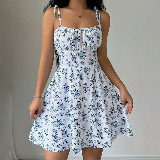 Women's Summer Floral Spaghetti Strap Beach Short Dress - The Clothing Company Sydney