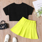 2 Piece  Kid Girl Letter Print Short-sleeve Cotton Tee and Solid Skirt Set The Clothing Company Sydney