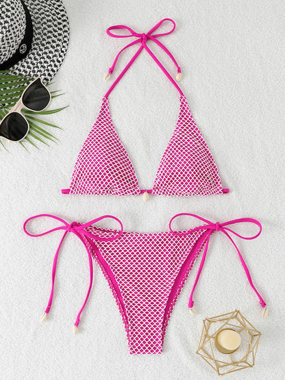 2 Piece Halter String Triangle Bikini Swimwear Mesh Swimsuit Solid Bathers Bathing Swimming Swim Suit Beachwear The Clothing Company Sydney