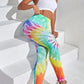 Women's 3D Print Tie Dye Sports Seamless High Waist Fitness Push Up Leggings Gym Clothing Workout Tights Pants