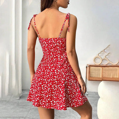 Women's Summer Floral Spaghetti Strap Beach Short Dress - The Clothing Company Sydney