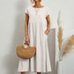 Women's Elegant Dress Summer Short Sleeve O-Neck Vintage Cotton Linen Comfortable Loose Pocket Long Dress