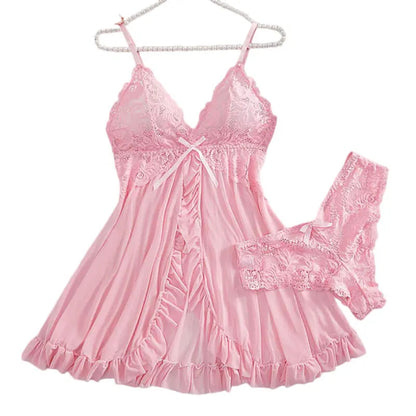 Women's plus-size lace lingerie nightgown and thong set with suspender details by The Clothing Company Sydney