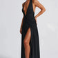 Halter Deep V Neck Backless Maxi Sleeveless Thigh High Split Long Dress The Clothing Company Sydney