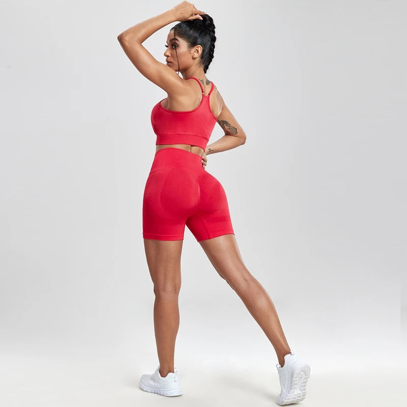 Womens Two Piece Set Peach Shorts Trackuists Gym Yoga Running Halter Fitness Shorts Push Up Bra Top Set The Clothing Company Sydney