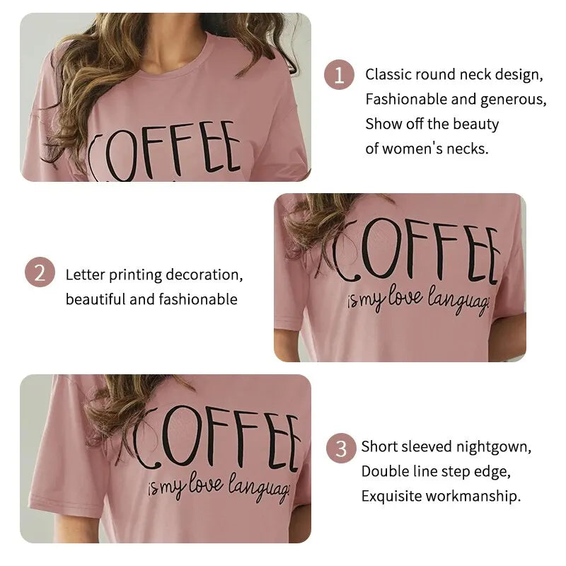 Women's Nightdress Short Sleeve Cartoon Nightgowns Sweet Casual Sleepwear Pyjamas Sleepdress The Clothing Company Sydney