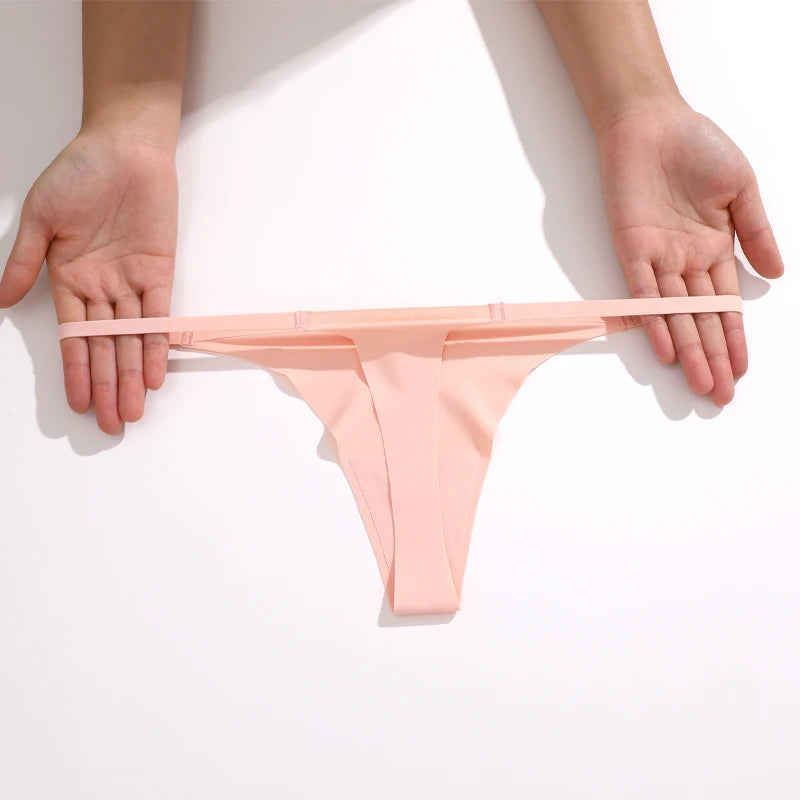 4 pack Seamless Ultra-thin Underwear Womens Thin Belt Panties Female High Stretch Thongs Breathable G-String Lingerie
