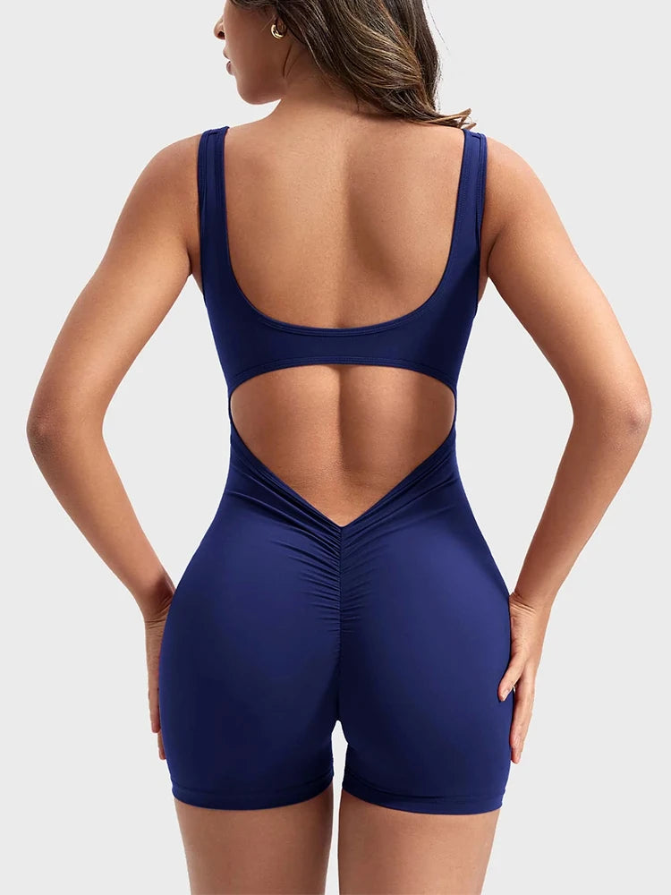 Summer Playsuit Women's Yoga Sleeveless One Piece Sports Shorts Fitness Jumpsuit Activewear