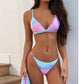 3 Piece Swimsuit Women Tie Dye Bikinis Summer Mesh Swimsuit with Cover Up Triangle Swimwear Bathing Suit