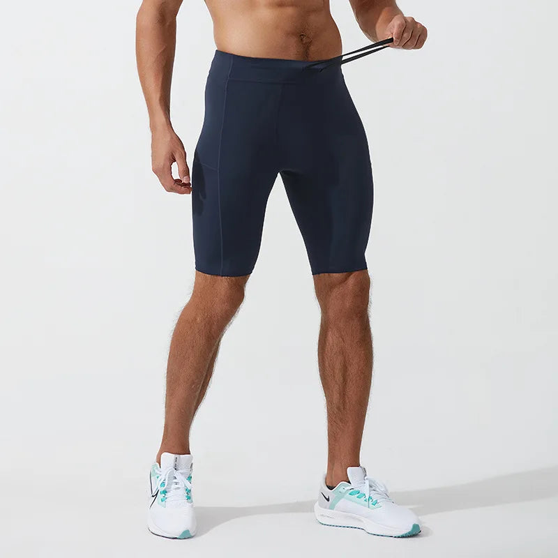 Men's Compression Quick Dry Bodybuilding Tights Fitness Leggings Elastic Waist Sport Bottoms Gym Running Shorts