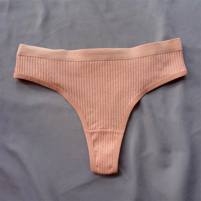 3 Pack Seamless Ribbed Cotton Thong Low Waist Bikini Briefs Sports Underwear Plus Size