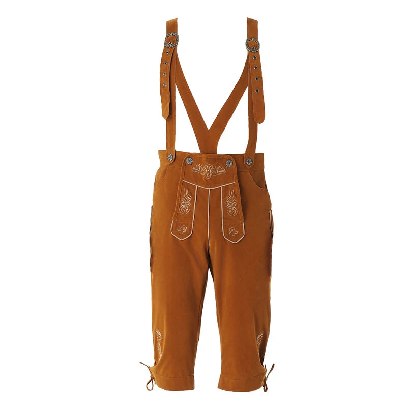 Men's Carnival Munich Oktoberfest Costume Faux Leather Pants Waiter Cosplay Fancy Party Dress