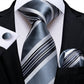 Designer Striped Silk Classic Ties For Men Wedding Accessories Gift For Men Neck Tie Set Pocket Square Cufflinks Set