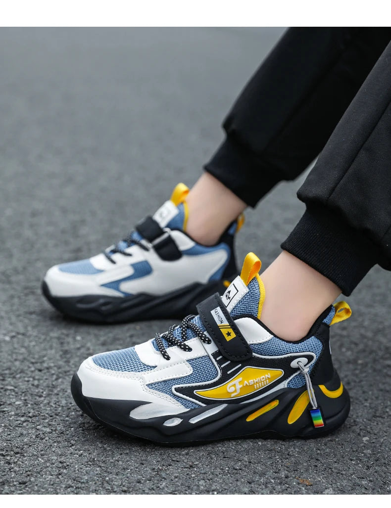 Boys’ Breathable Mesh Sneakers – Non-Slip Lightweight Kids Sports Shoes with Hook & Loop Closure (Ages 7–13) The Clothing Company Sydney