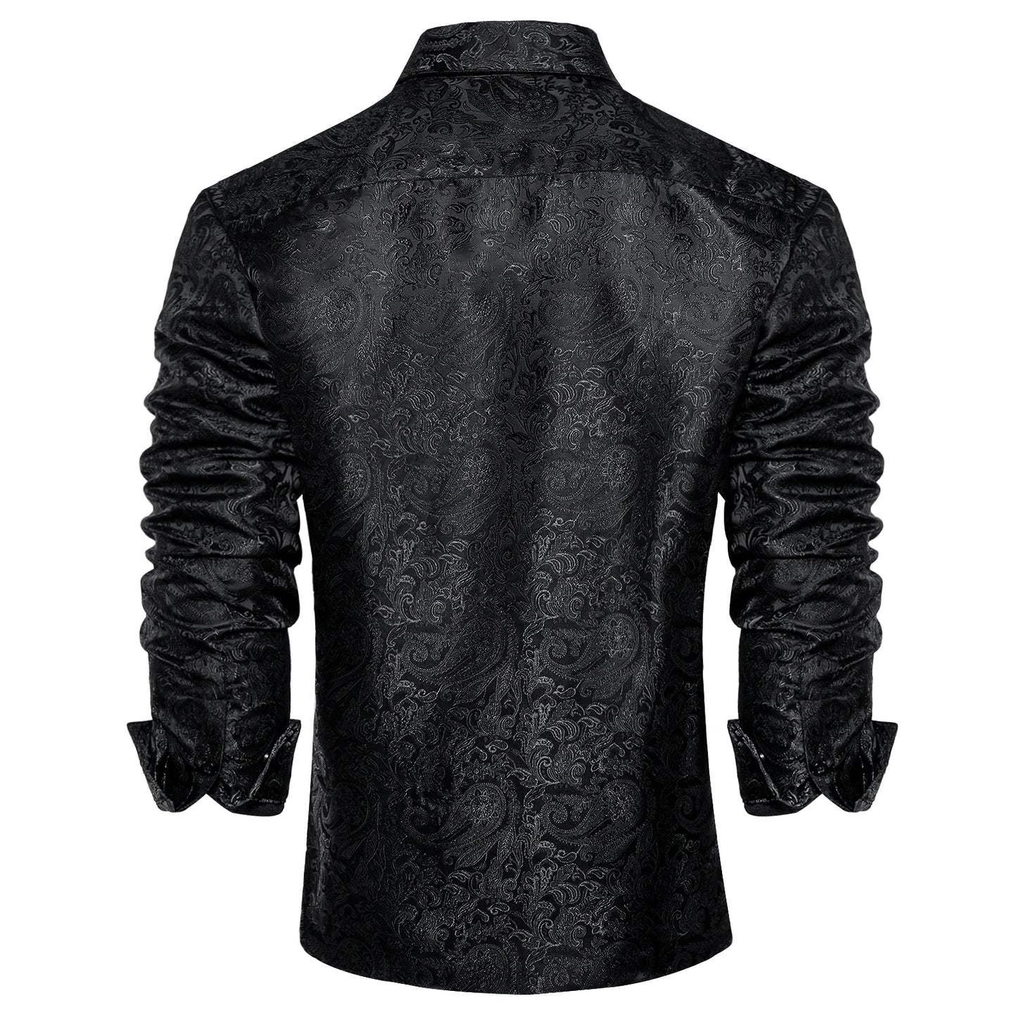 Men's Long Sleeve Black Paisley Silk Dress Shirts Casual Tuxedo Wedding Party Shirt Luxury Designer Men Clothing The Clothing Company Sydney